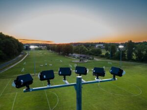 New Sports Lighting on Soccer Fields at Bee Creek Soccer Complex in Murray, KY at Night