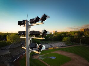 New Sports Lighting on Professional Baseball Diamond in London, Ontario