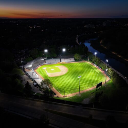 New Sports Lighting on Professional Baseball Diamond in London, Ontario