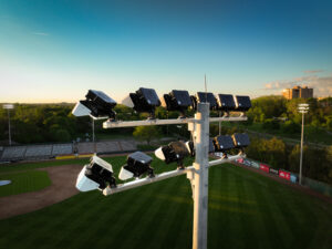 New Sports Lighting on Professional Baseball Diamond in London, Ontario